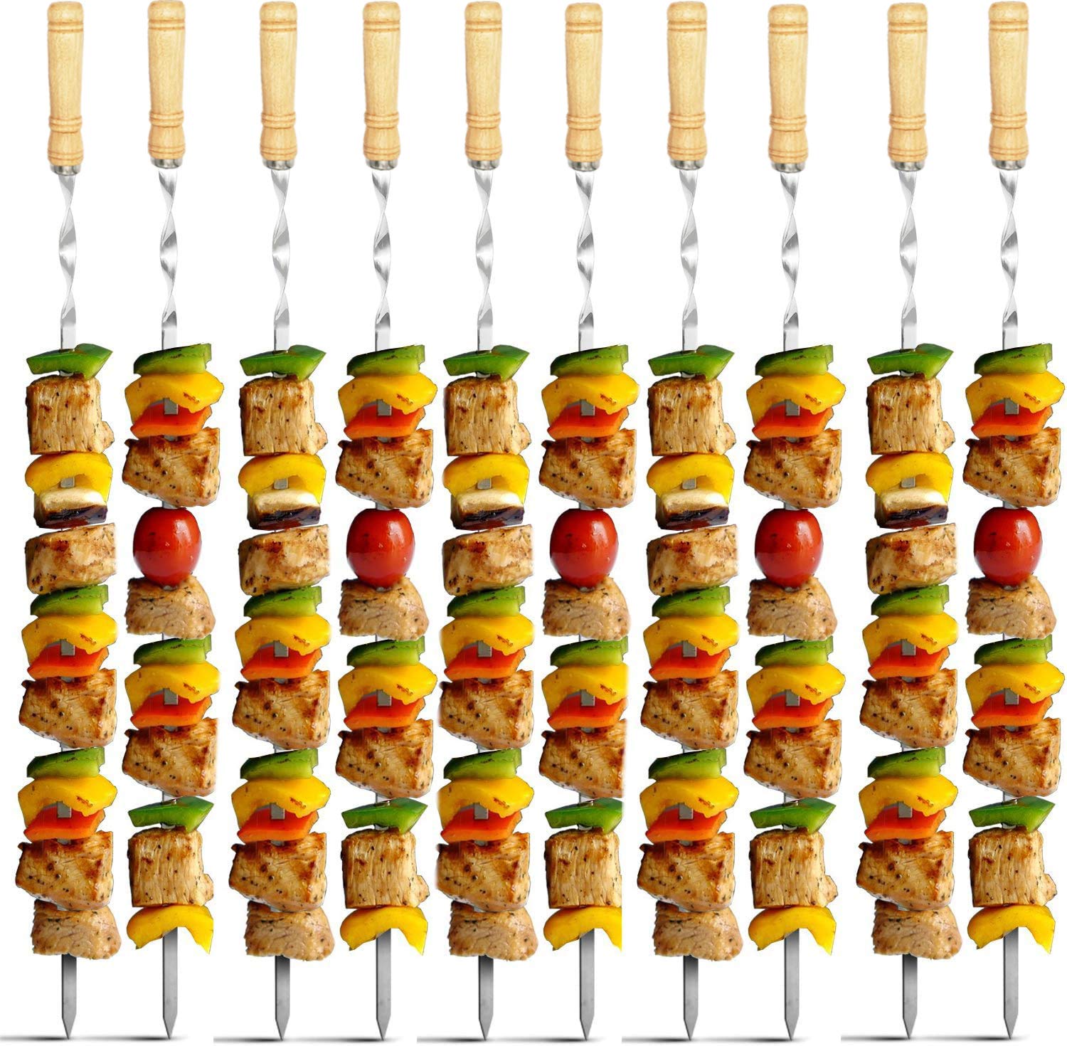 Antallcky skewer full length on grill demonstrating safe reach from heat