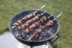Antallcky skewers loaded with meat and vegetables for easy serving