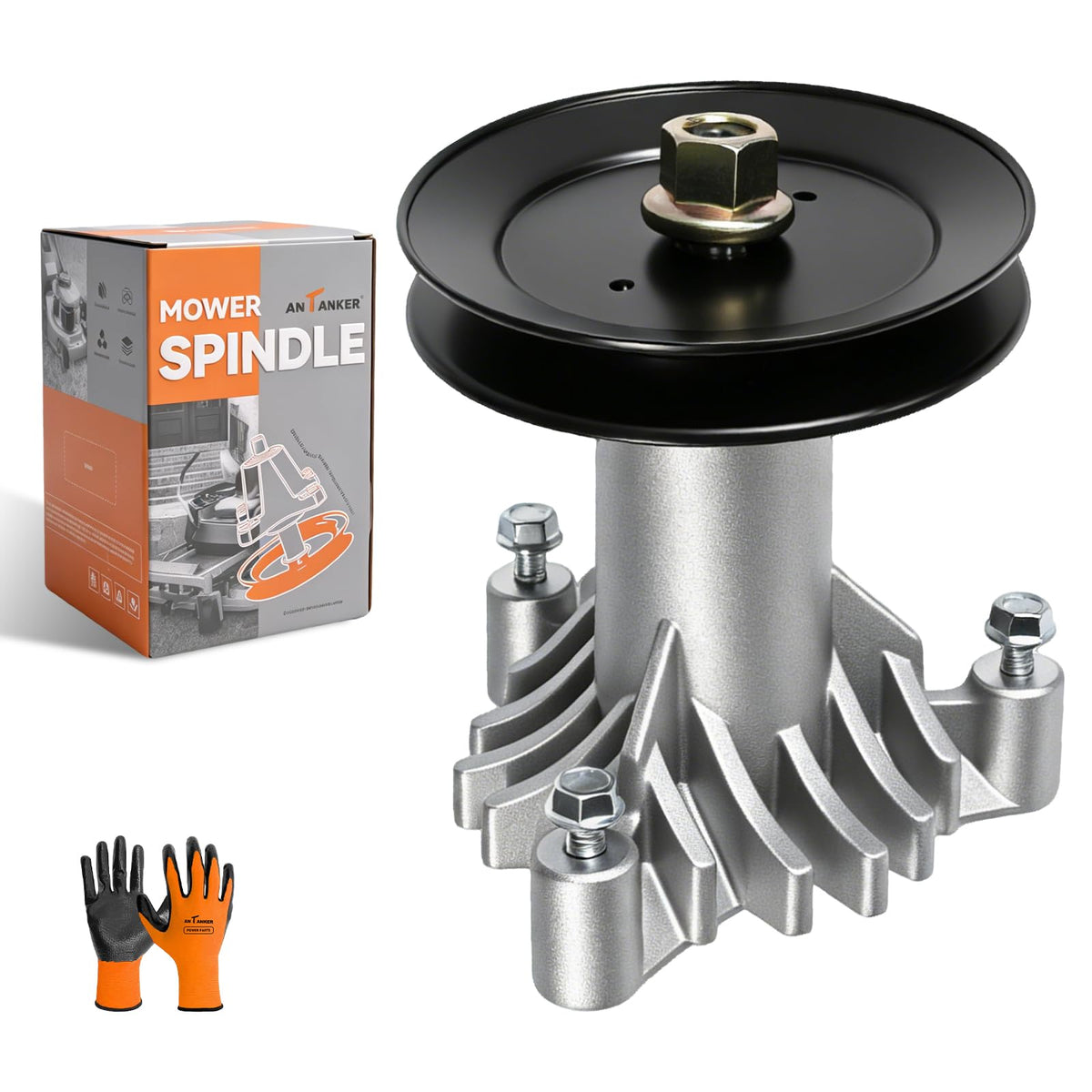 Antanker front assembly image showing complete spindle kit and easy replacement benefit