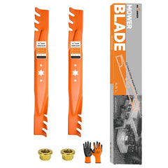 Antanker front view of two 42-inch mulching blades showing fit and finish benefits