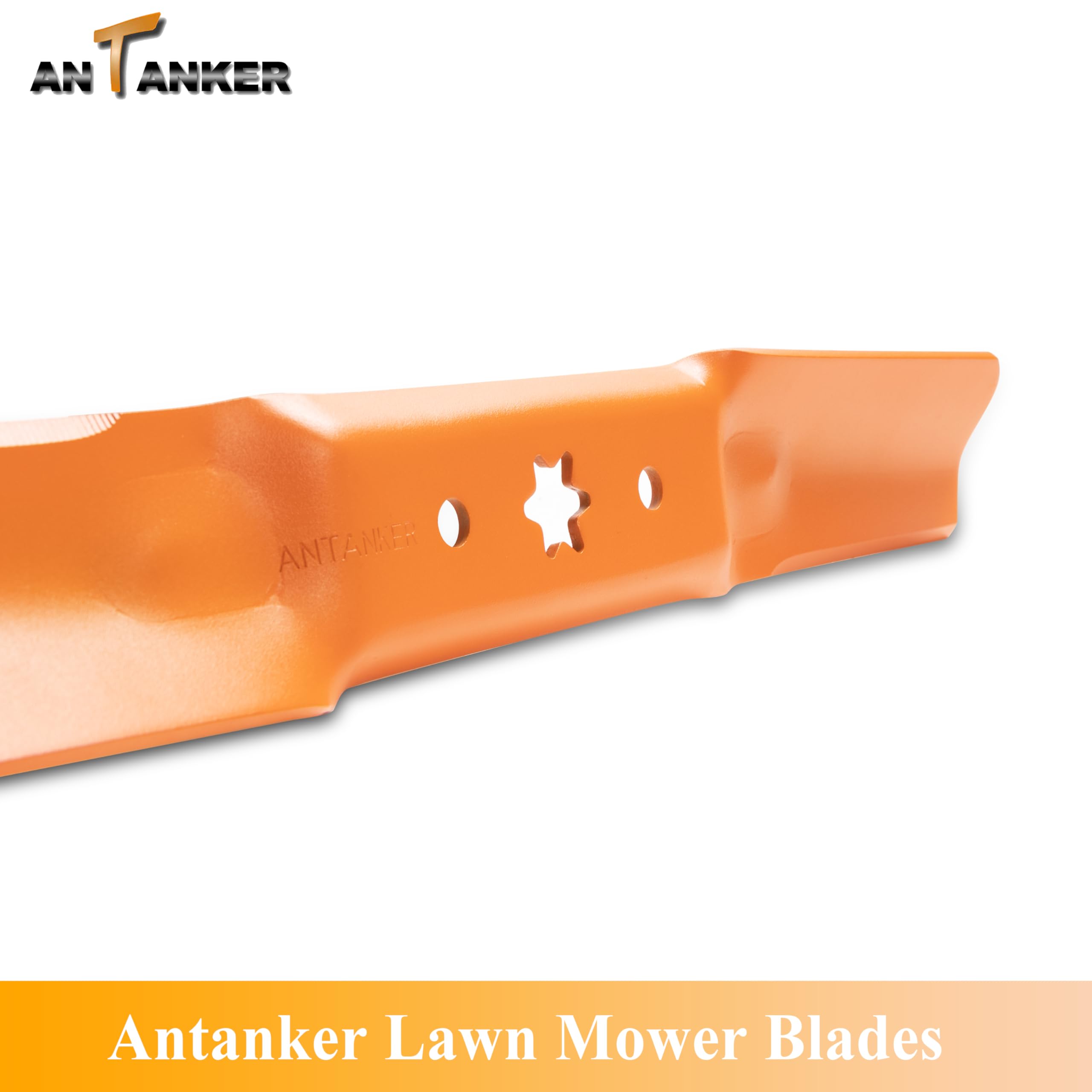 Antanker blades on mower cutting grass for restored stripe and discharge performance