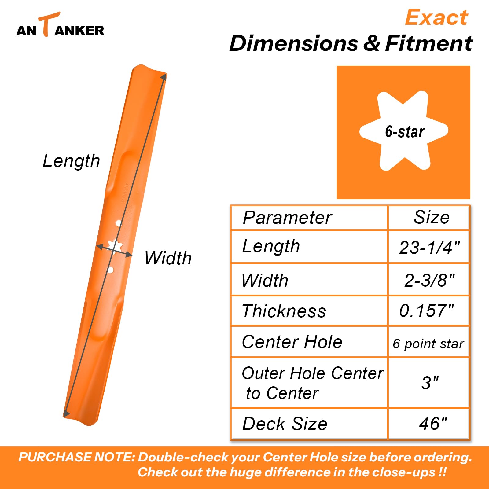 Antanker close-up of blade length and smooth edge for consistent cuts
