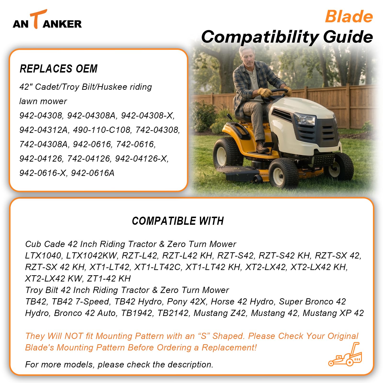 Antanker orange powder-coat detail resisting rust and extending blade life benefit