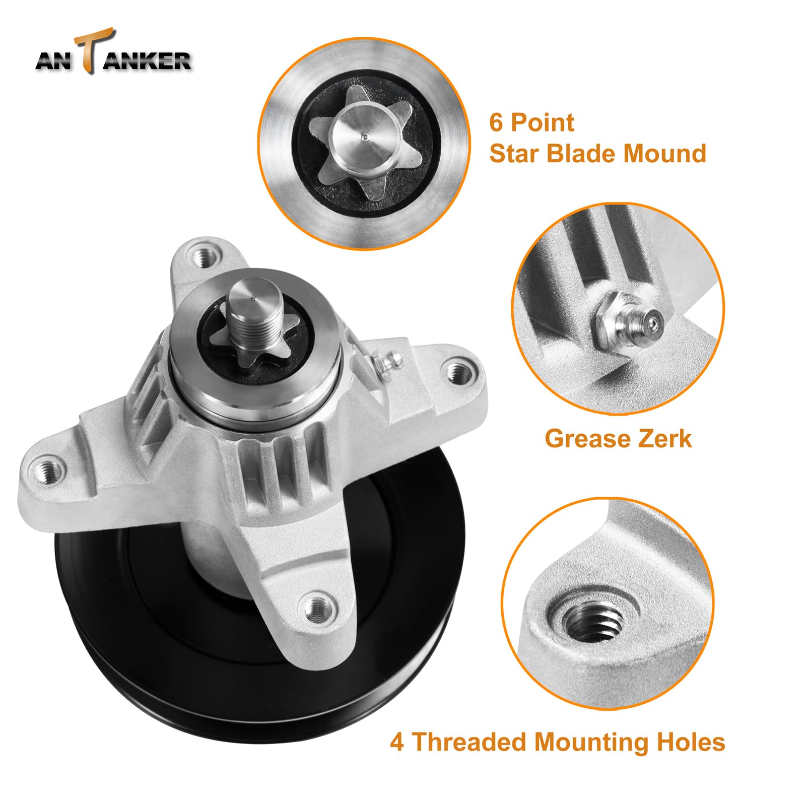 Antanker spindle grease zerk fitting visible for easy maintenance and longer life