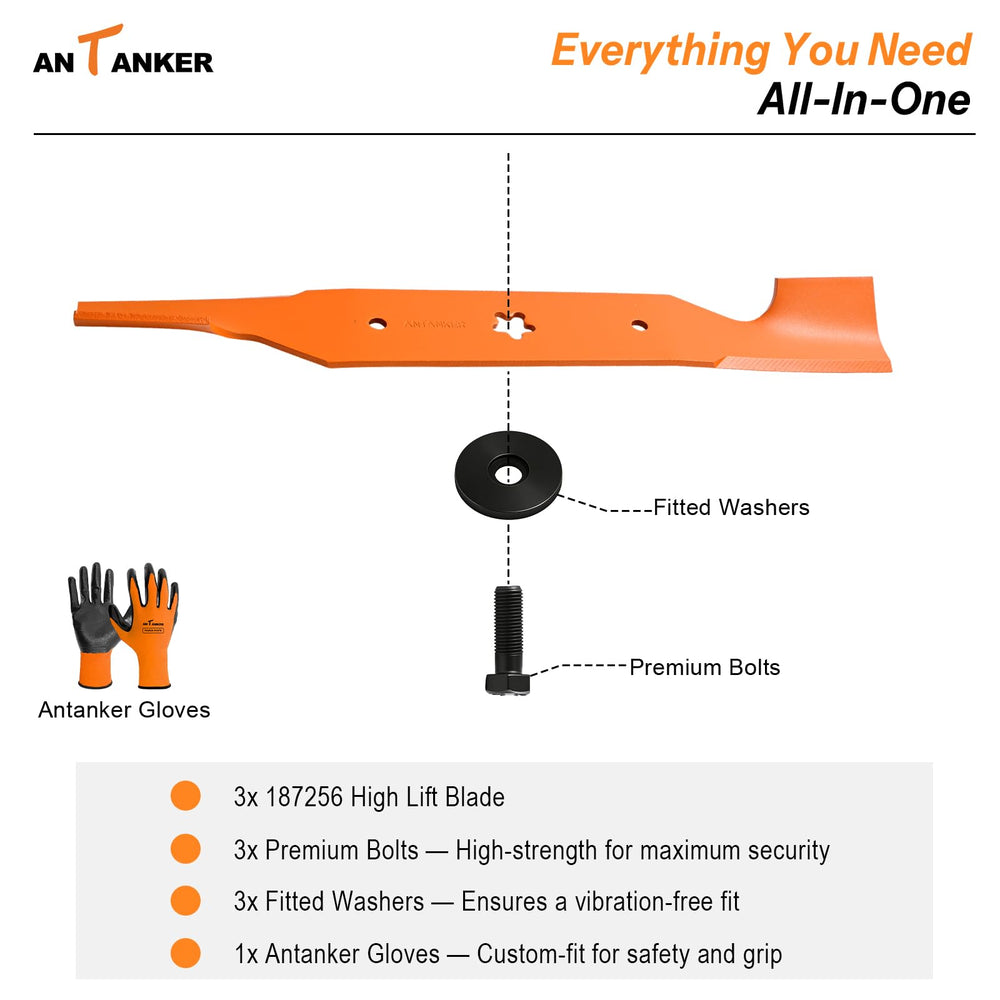 Antanker three blades lined up showing matched set for reduced vibration