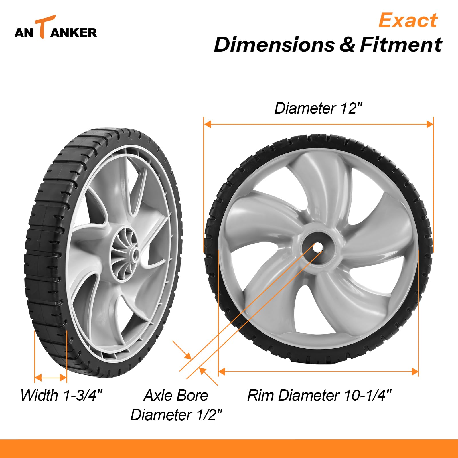 Antanker wheel close-up of patterned tread improving traction on wet grass