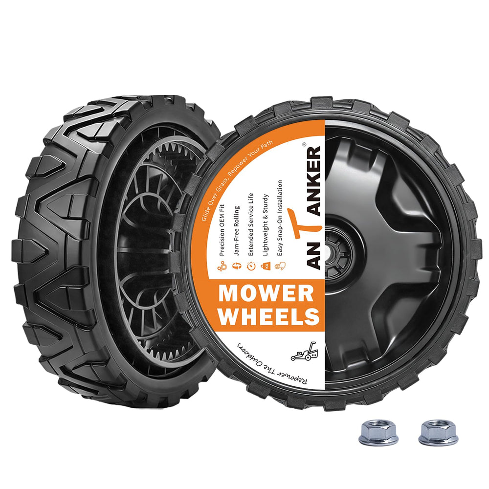 Antanker wheel front packaging showing two wheels and included nuts for quick replacement