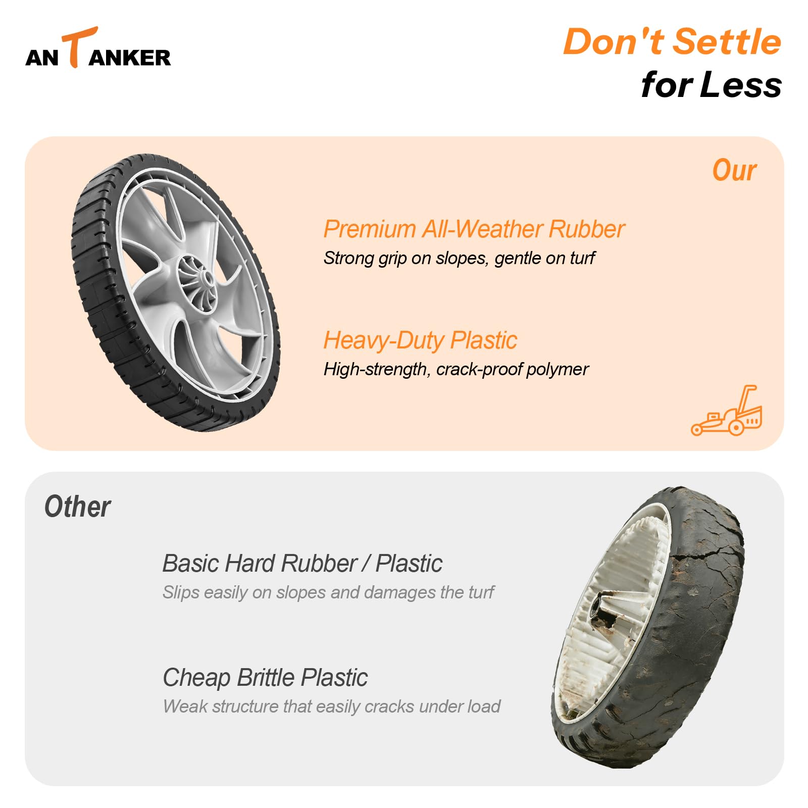 Antanker wheel side profile showing 12 inch diameter and 1-3/4 inch tread width