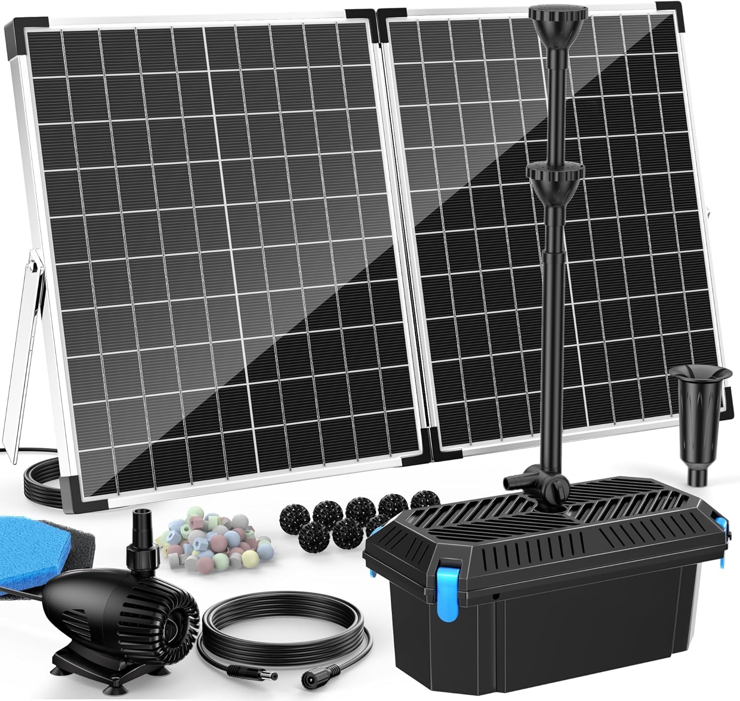 antfraer foldable 55W solar panel front view showing high-efficiency cells and bracket benefit: reliable daytime power