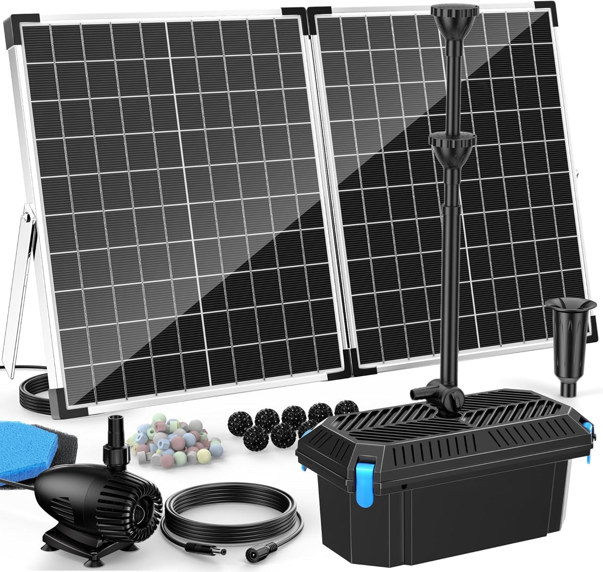 antfraer foldable 55W solar panel front view showing high-efficiency cells and bracket benefit: reliable daytime power