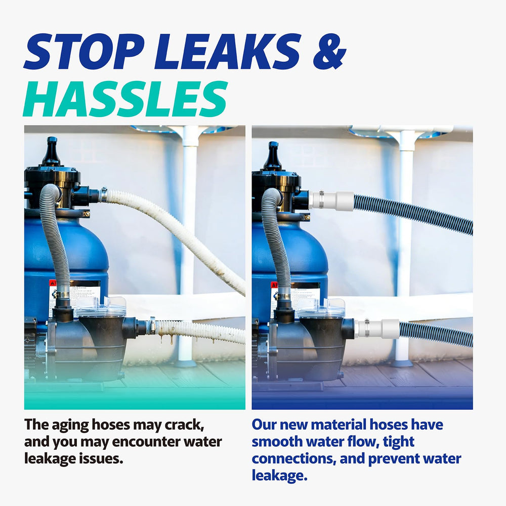 ANTOBLE hose attached to pump in Intex setup showing compatibility benefit: easy hookup