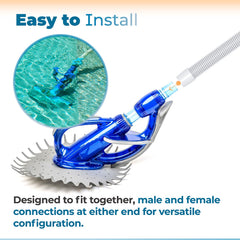 ANTOBLE hose connected to pool cleaner showing restored suction and cleaner mobility