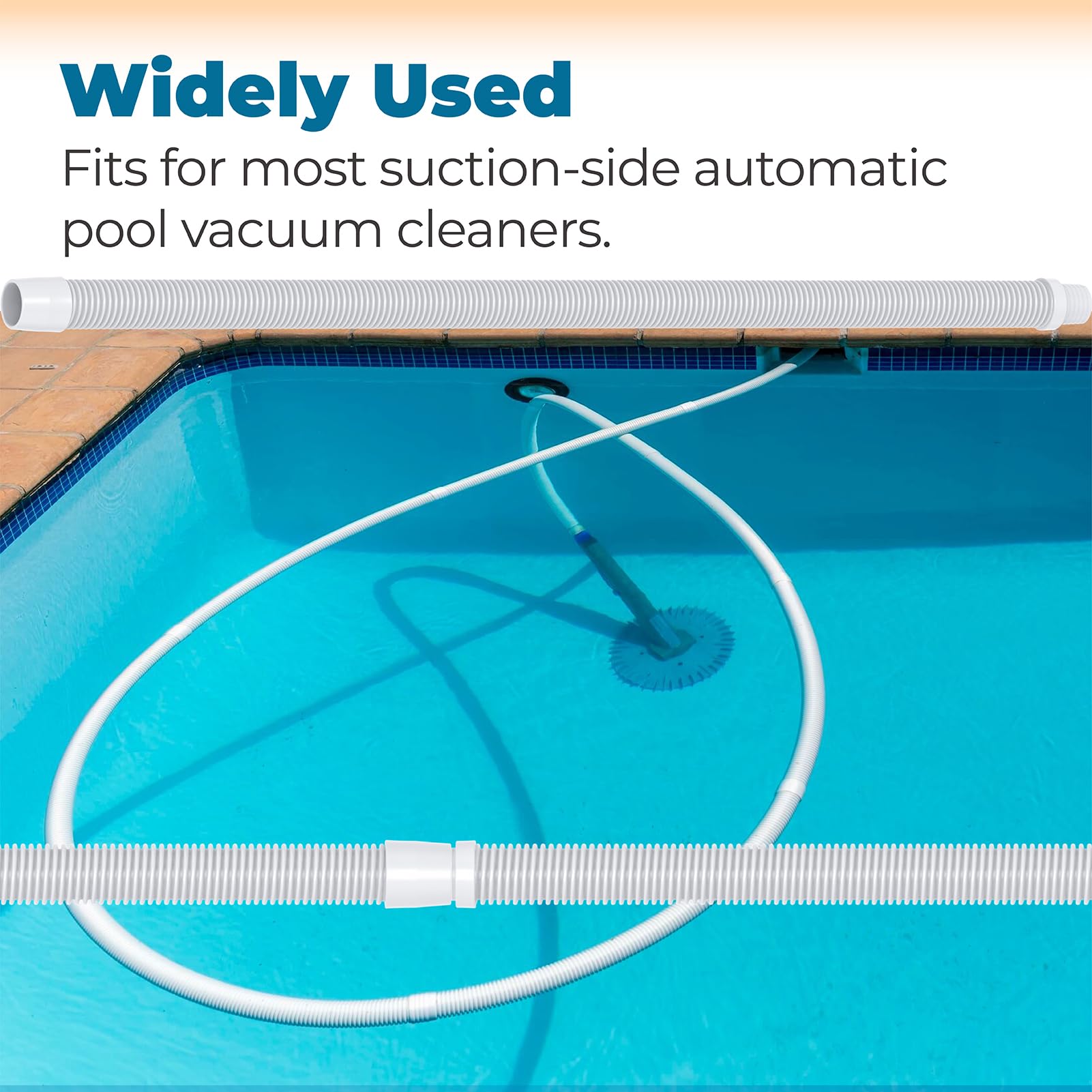 ANTOBLE hose on pool deck with technician preparing replacement for quick maintenance