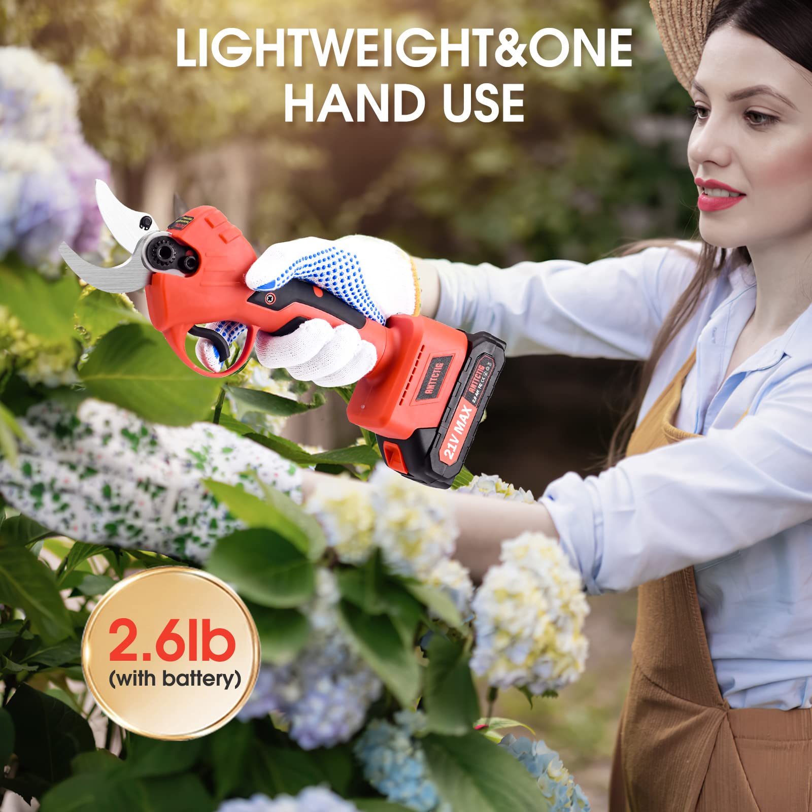 ANTTCTIG cutting a 2.36-inch branch in a garden showing high cutting capacity