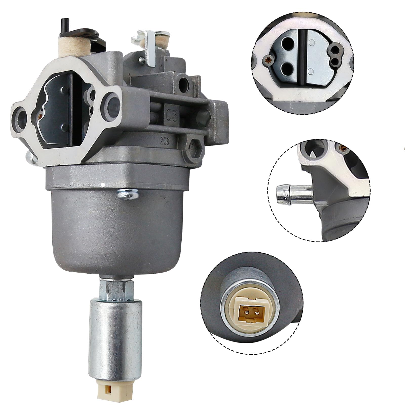 Anxingo carburetor next to ruler showing compact size for easy installation