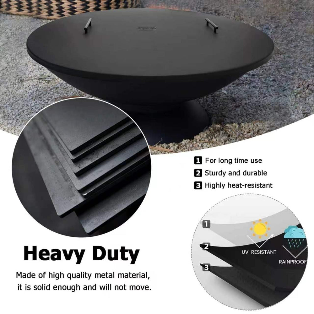 Anyerosa cover nested inside fire pit saving storage space