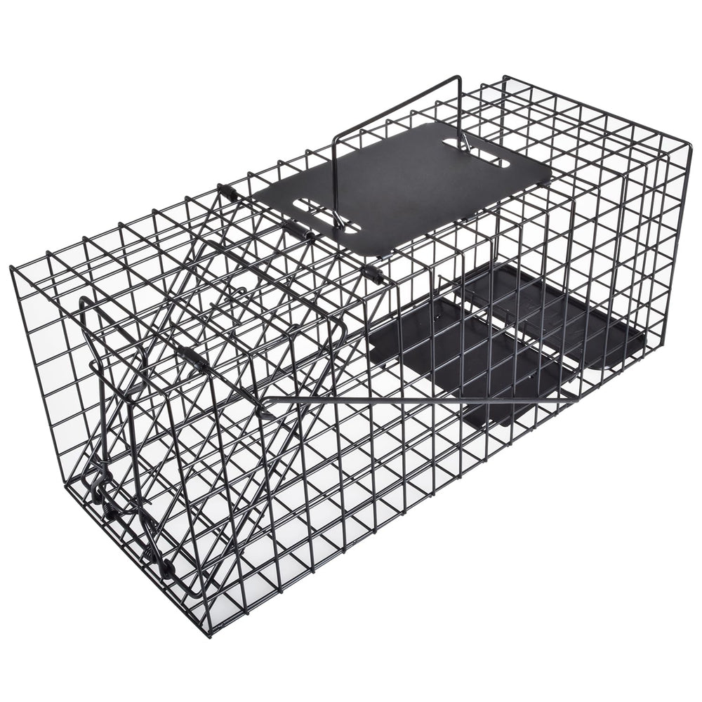 Anyhall front view of fully assembled cage trap showing secure door and finish
