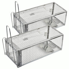 Anyhall front view of two packaged cage traps showing size and finish, practical solution