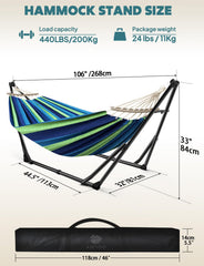 ANYOO hammock stand set up as chair demonstrating compact comfortable seating