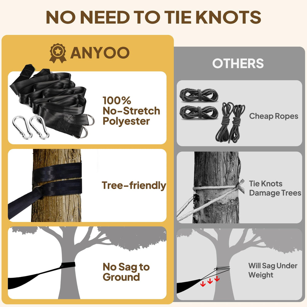ANYOO hammock packed in breathable bag for convenient transport
