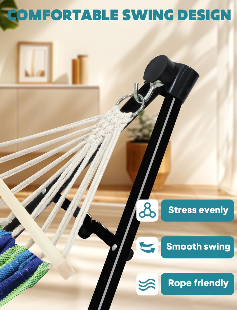 ANYOO stand with person for size comparison illustrating scale and usability