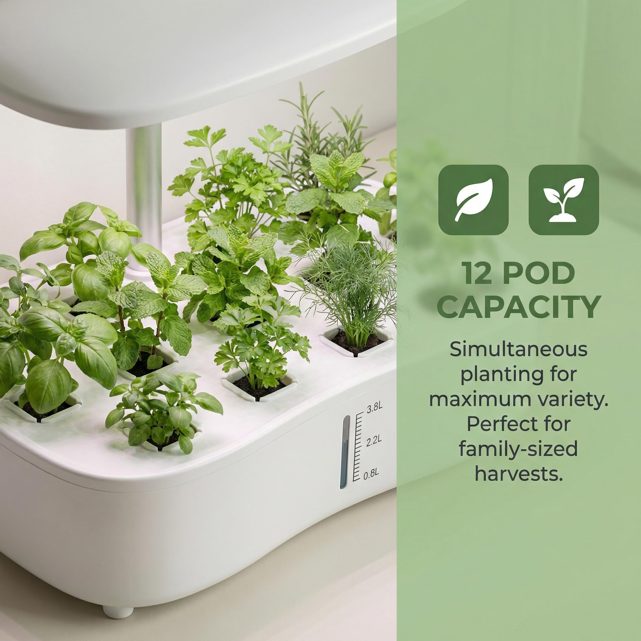 Anzorio adjustable LED light pole set to different heights to fit plant stages