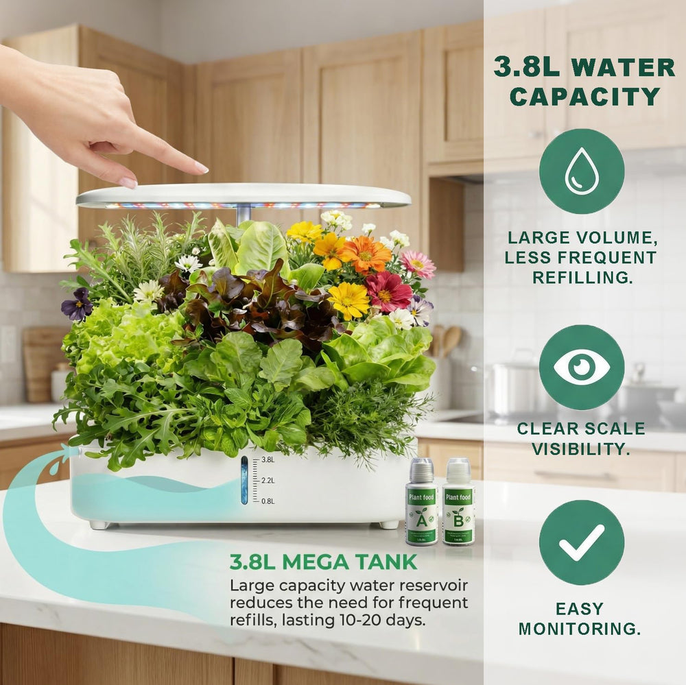 Anzorio silent pump and 3.8L tank access for longer low-maintenance watering