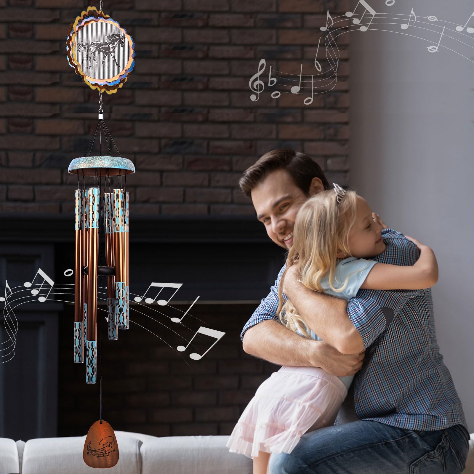Aoedelyart horse wind chime on a patio adding charm and soothing outdoor sound