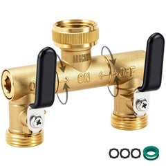 AOGCXDR front view showing brass splitter and two outlets for reliable dual watering