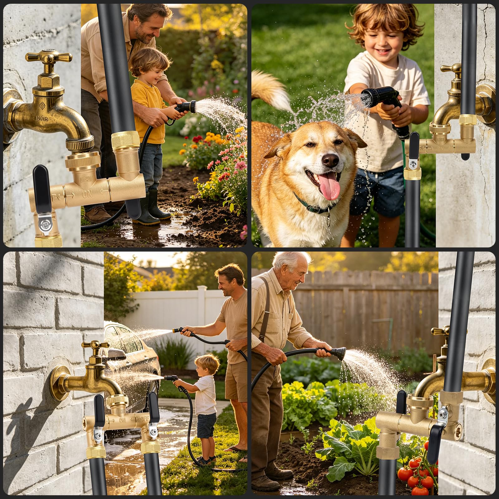 AOGCXDR installed on spigot in yard showing practical irrigation and cleaning setup