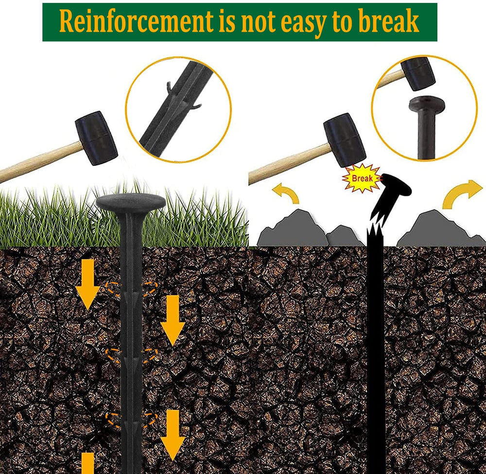Aoipend stakes inserted in artificial turf keeping edges flush and neat