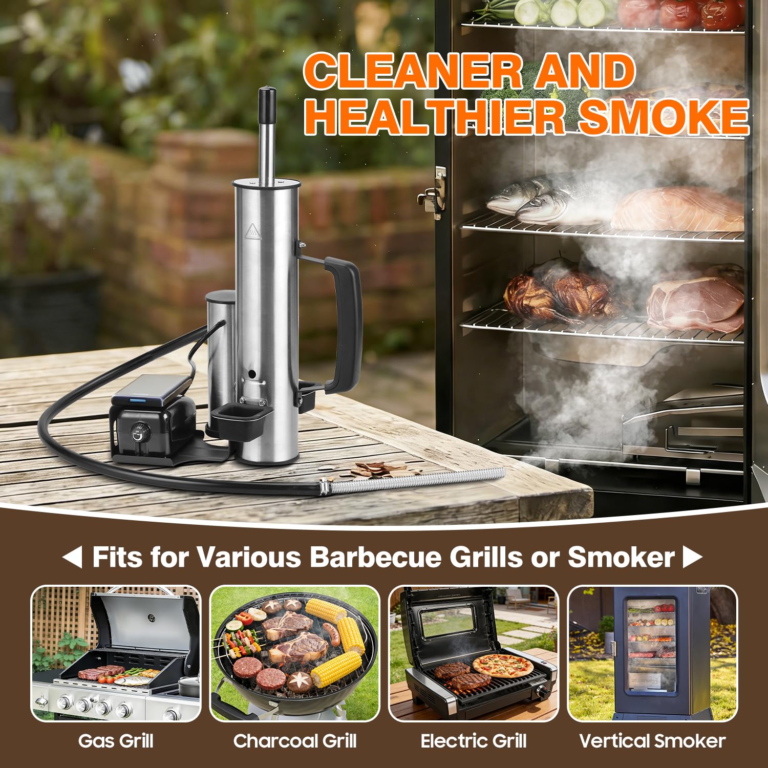 AOKEMAi inside grill producing smoke for even smoke distribution and flavor