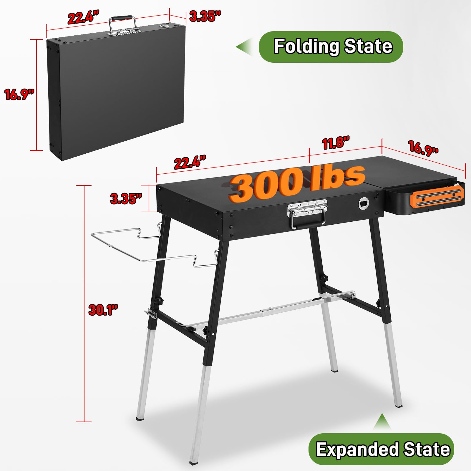 AOKEMAi grill table leg height adjustment close-up for level cooking on uneven ground