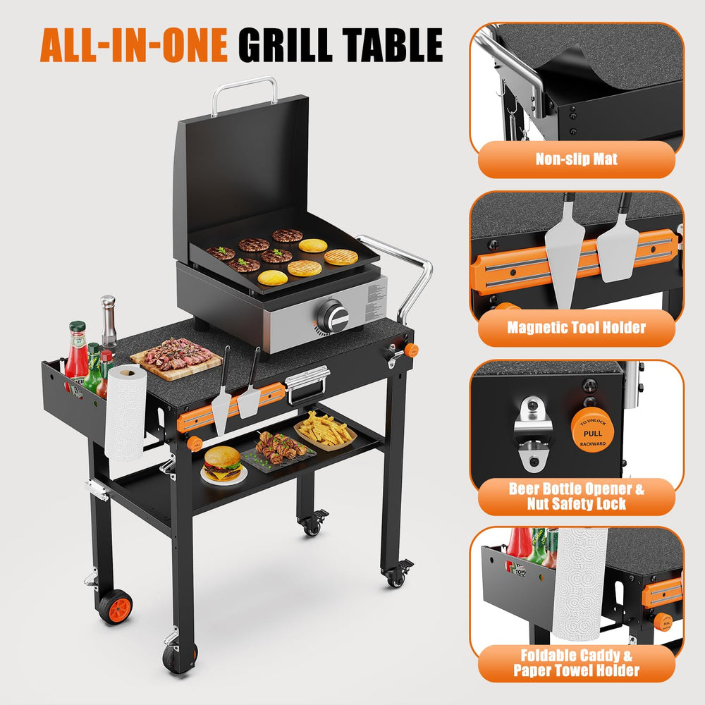AOKEMAi tabletop prep surface with griddle highlighting large workspace and organization
