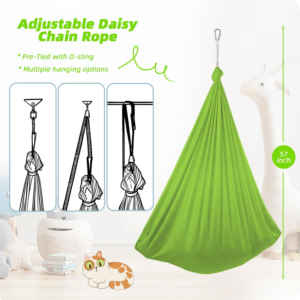 Aokitec child cocooning in swing providing soothing pressure support