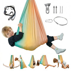 Aokitec front view of cuddle hammock showing cozy cocoon benefit