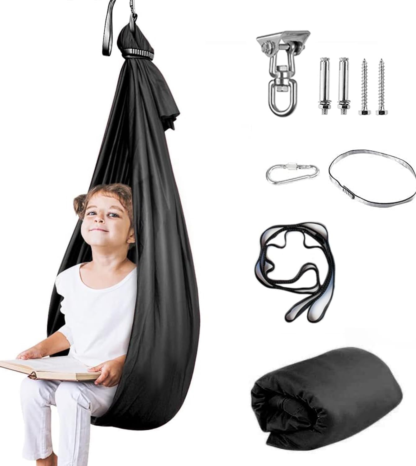 Aokitec hammock front view showing roomy cocoon and smooth nylon for comfort
