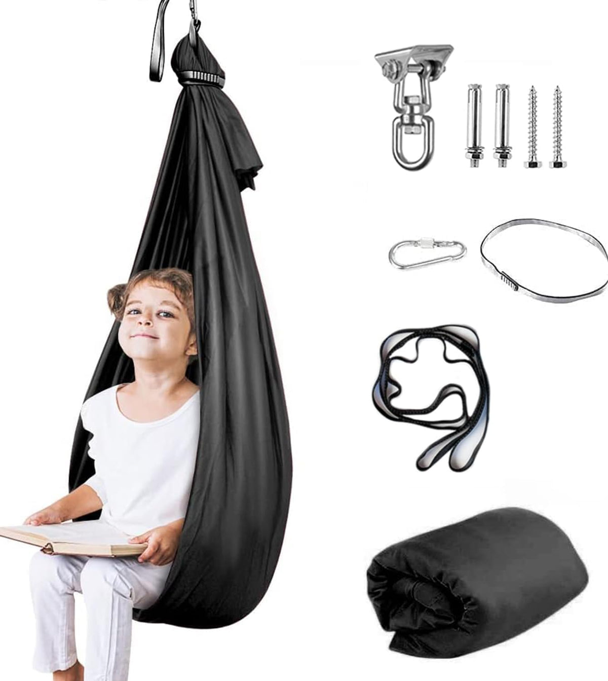 Aokitec hammock front view showing roomy cocoon and smooth nylon for comfort