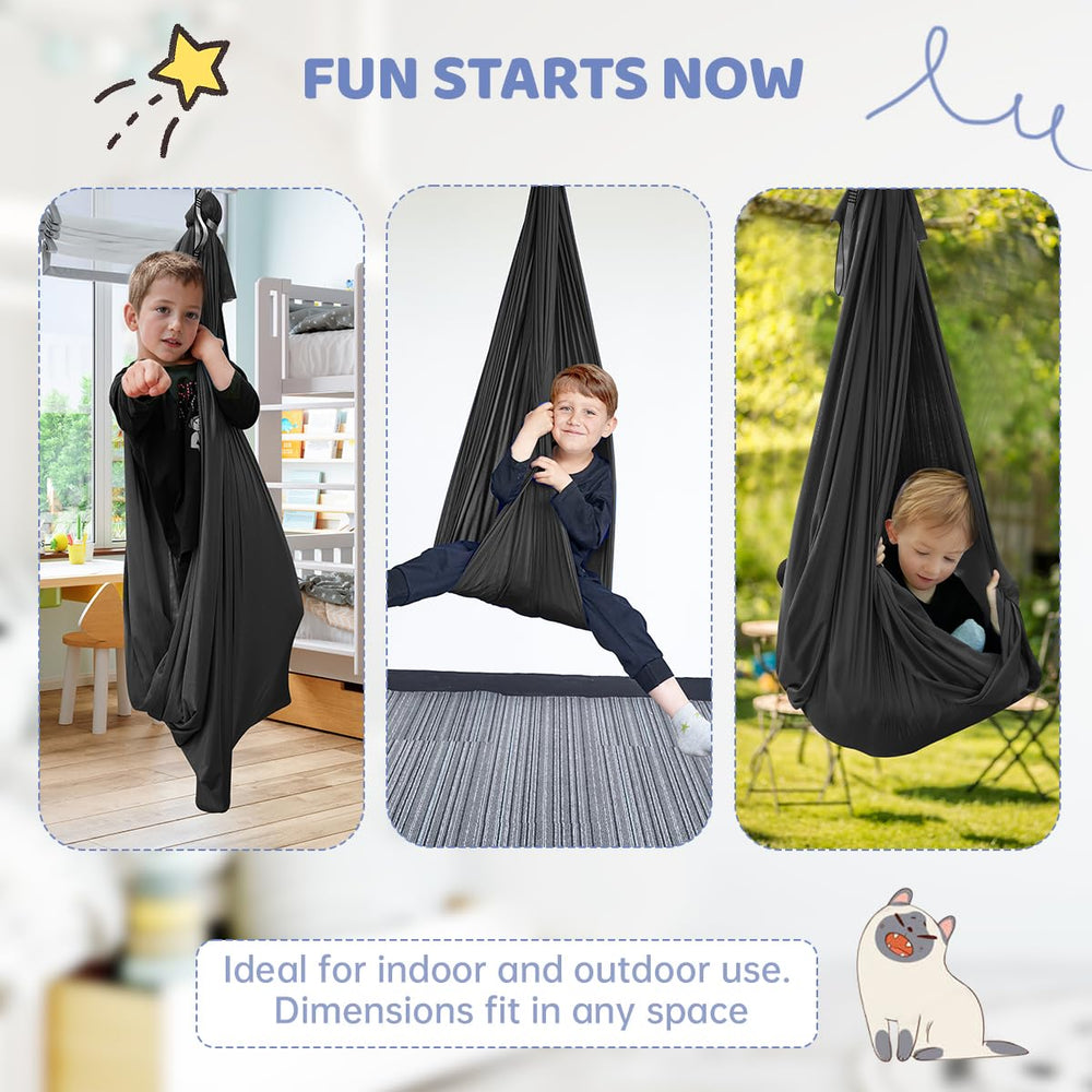Aokitec hammock styled as a reading nook showing cozy private sensory space