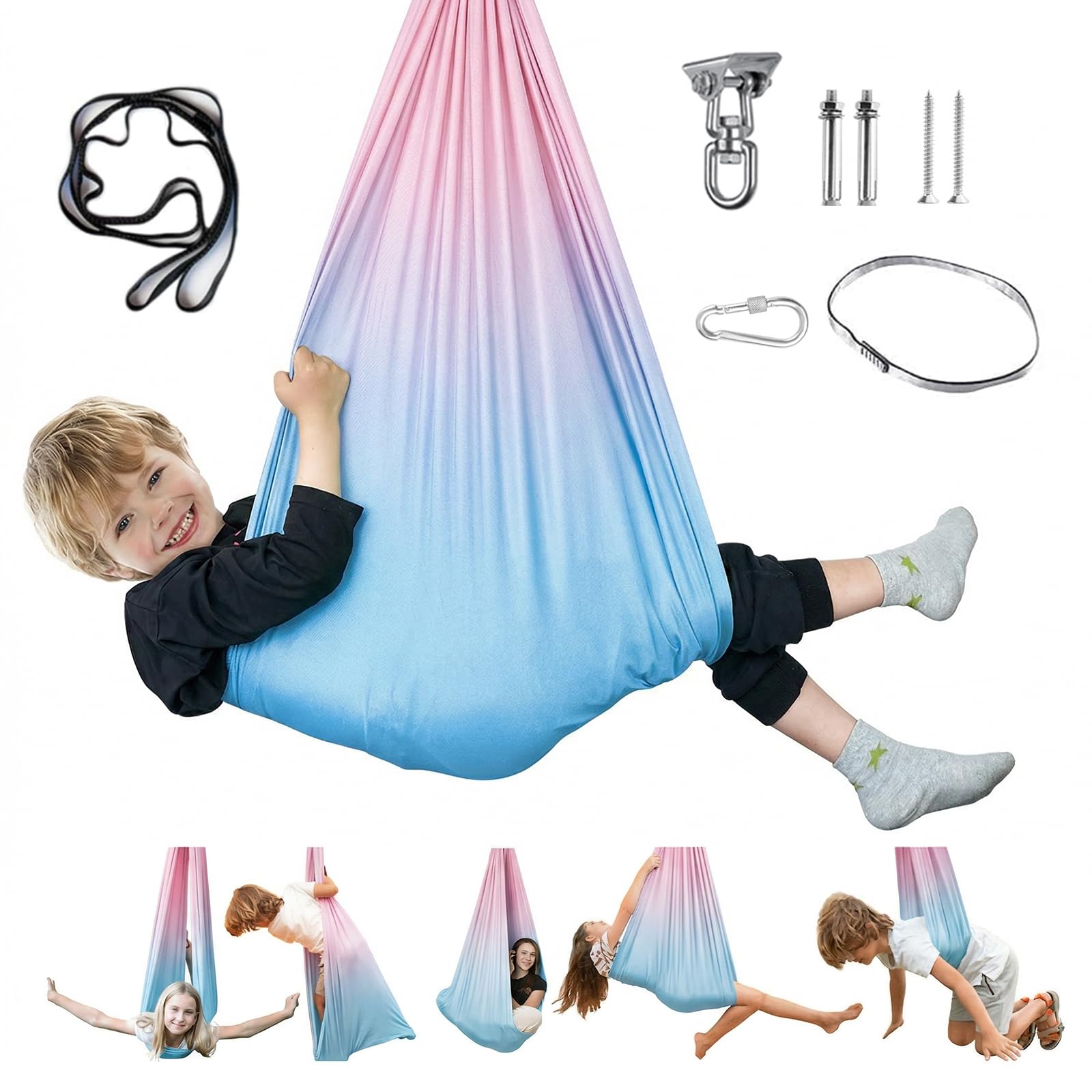 Aokitec front view of cuddle hammock shows roomy calming cocoon