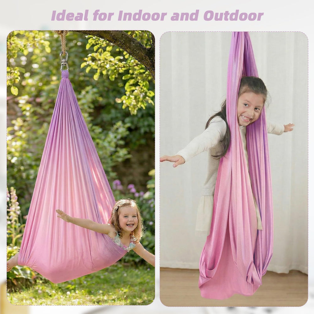 Aokitec hammock styled as reading nook showing cozy, sensory-friendly retreat