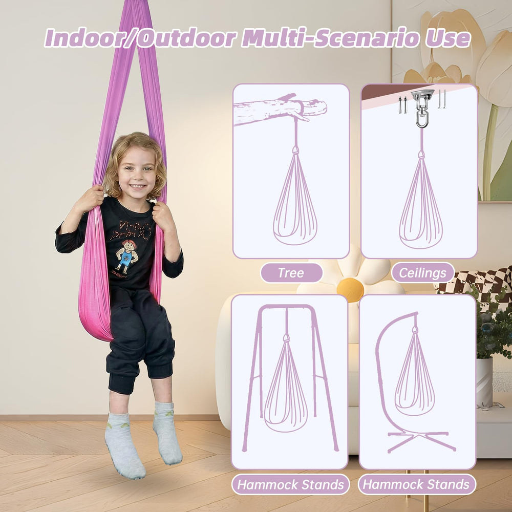 Aokitec side profile of hammock showing wrap-around support and safety