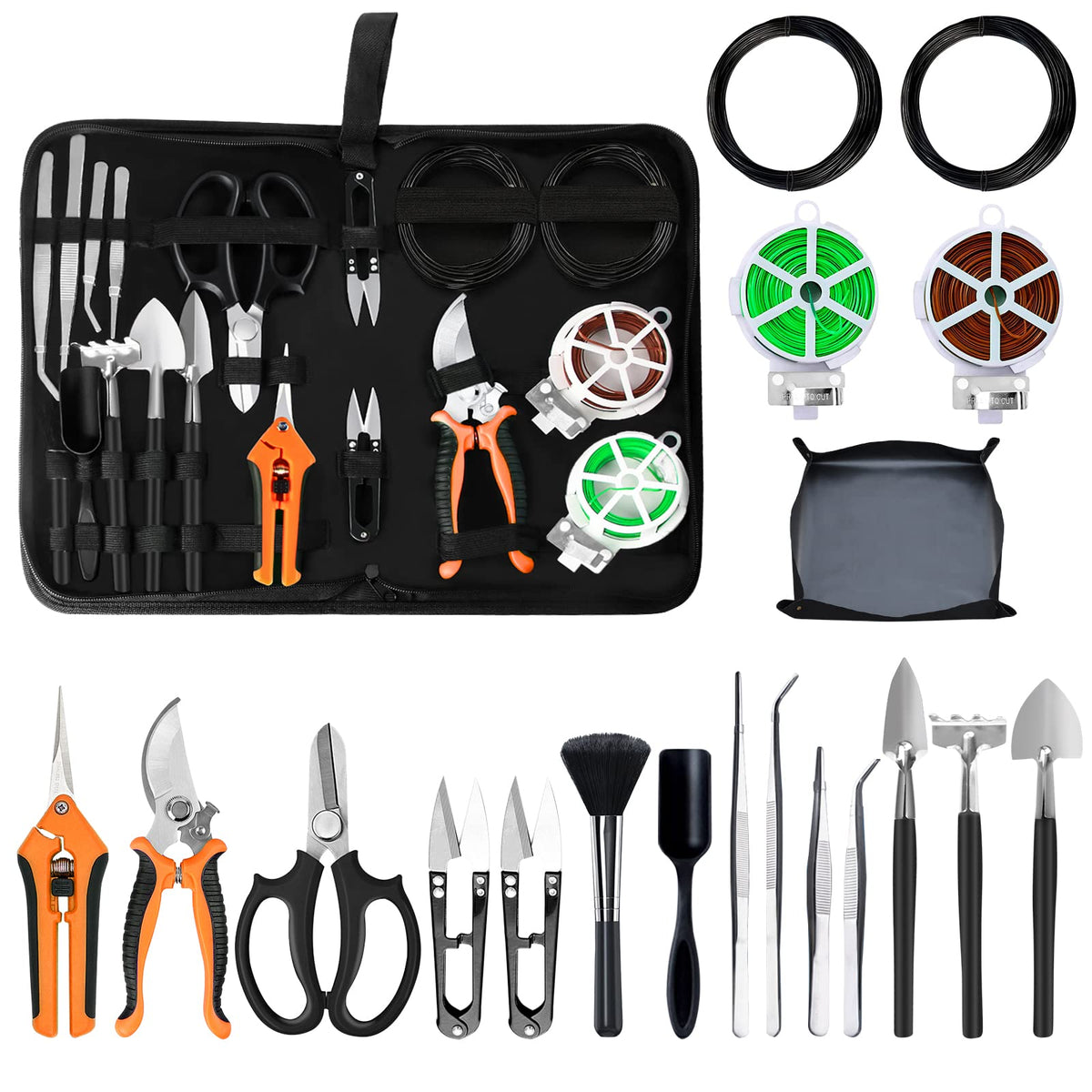 AOKNZEVM full tool set laid out showing every included piece for organized gardening