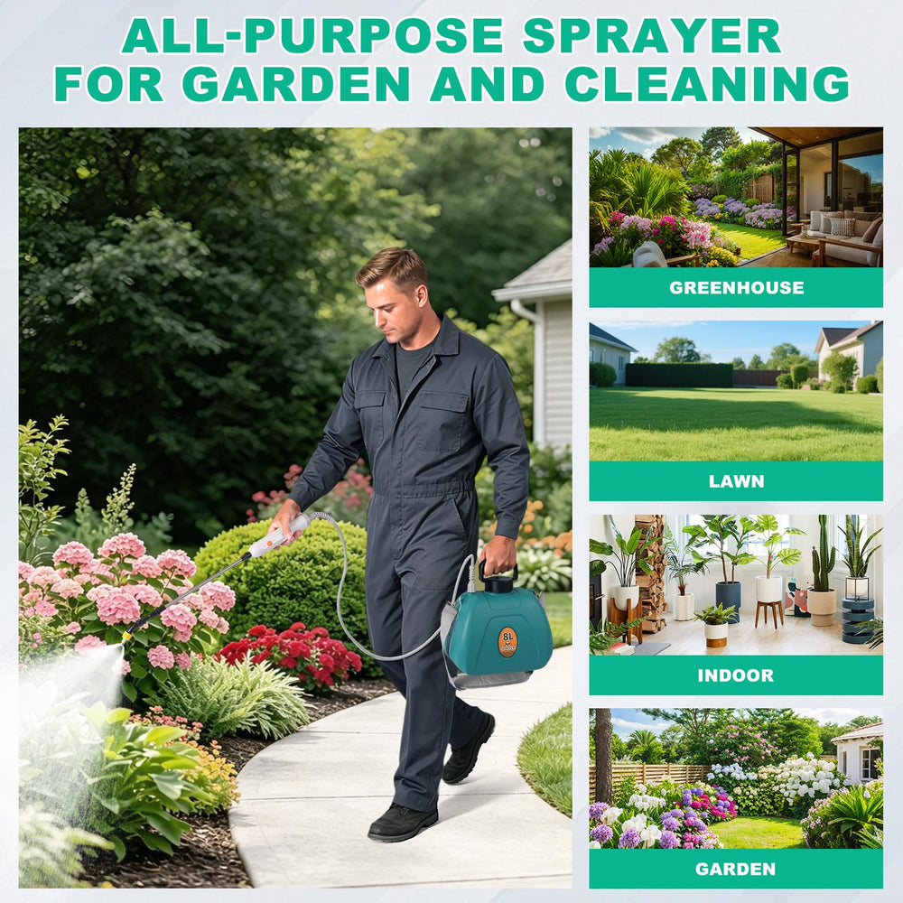aolopw size comparison with gardener showing compact design and 8-liter capacity