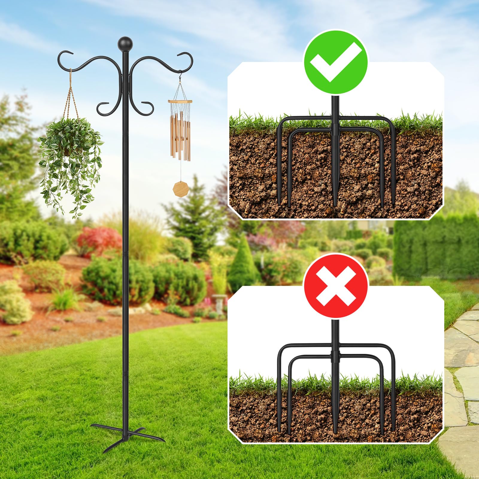 AOMGD five-prong ground base image demonstrating secure anchoring for stable outdoor use