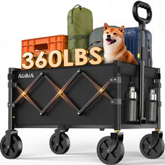 AOMIA front view of wagon showing sturdy frame and carrying area benefit durability