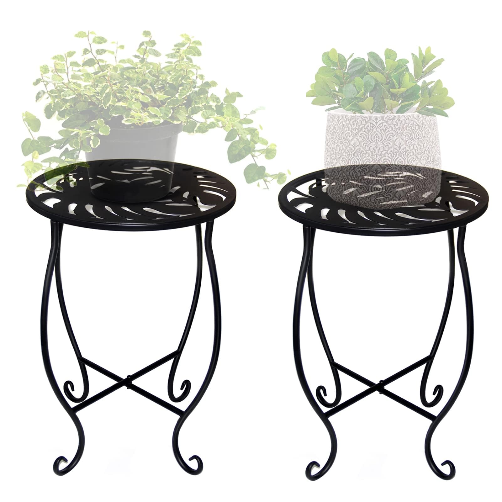 Aonagi two plant stands front view showing stable decorative support