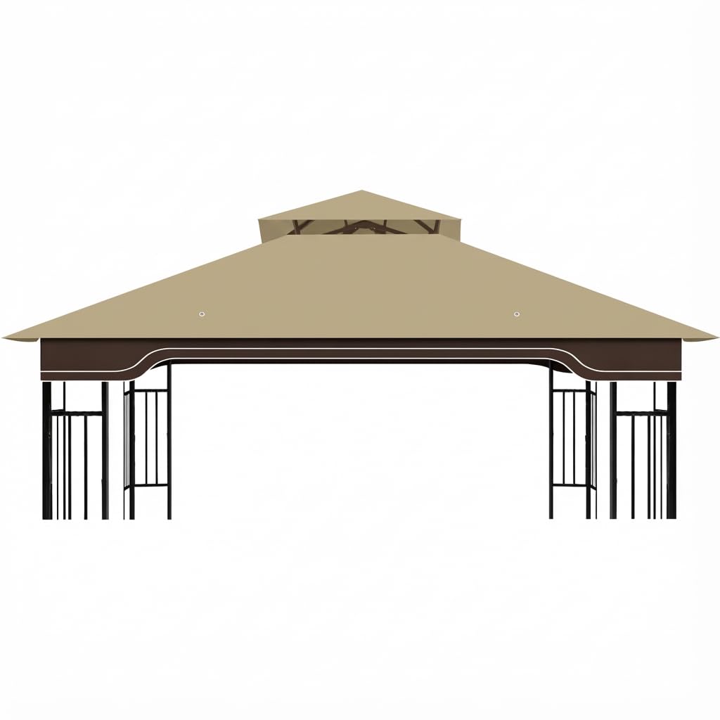 aonear front view of replacement canopy showing khaki color and fit for quick replacement