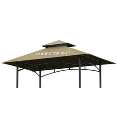 aonear khaki canopy front view showing full 5x8 coverage and neutral look
