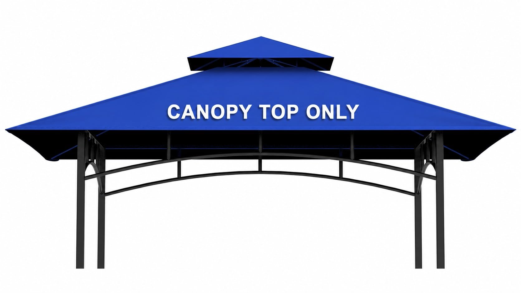 aonear blue canopy front view showing full 5x8 coverage and neat fit